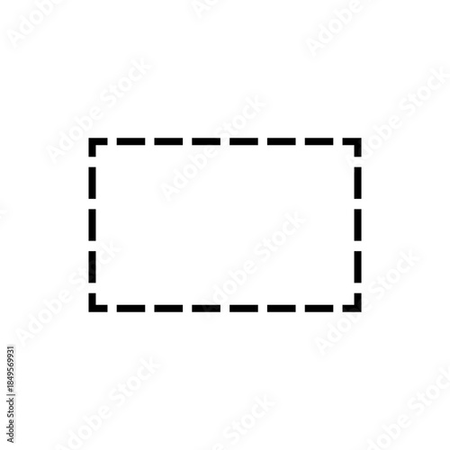 Dashed rectangular outline on white background, abstract boundary or selection area icon