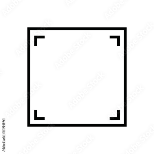 Minimalist square frame with corner markers, representing a focus area, selection box, or crop marks in a clean, isolated vector icon