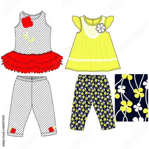 baby girls frocks with leggings flower print design