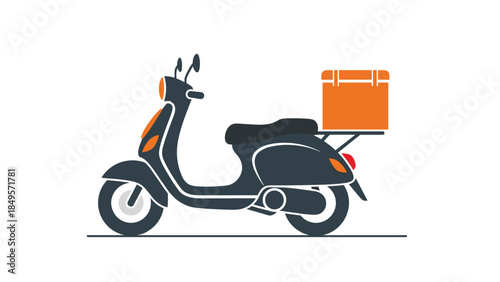 Modern scooter with delivery box attached for fast urban transport, Generative AI.