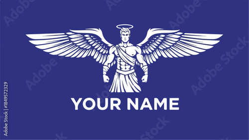 Winged Angel with Halo and Your Name Text.