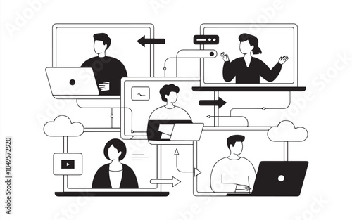 Modern teamwork connecting people online for virtual meetings and webinars, a professional way to communicate and collaborate remotely with colleagues today