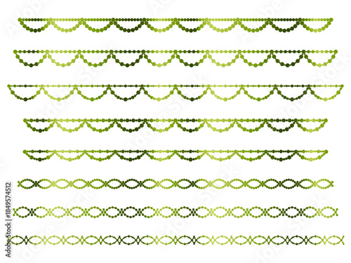 丸、半円ラインうろこ1、4黄緑