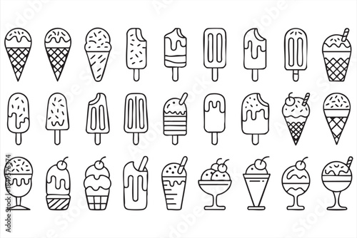 Minimal Ice Cream Icons Illustration for Cafe Logos, Packaging, and Apps
