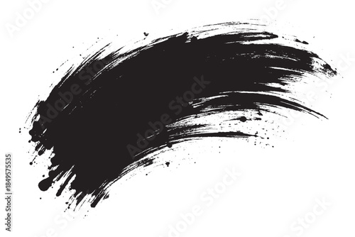 ink brushstroke on white background with visible splashes for watercolor style effect