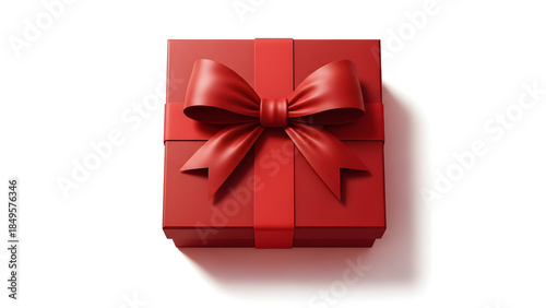 A red gift box with a ribbon bow on top