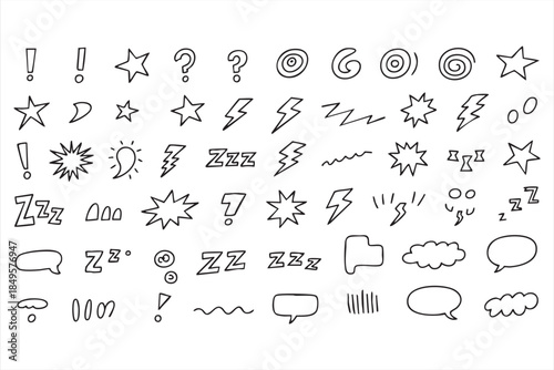 Comic Style Hand Drawn Symbols for Posters and Visual Communication