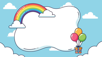 Ingelijste posters Regenboog Vrolijke regenboog met ballonnen in lucht  © Fariha
