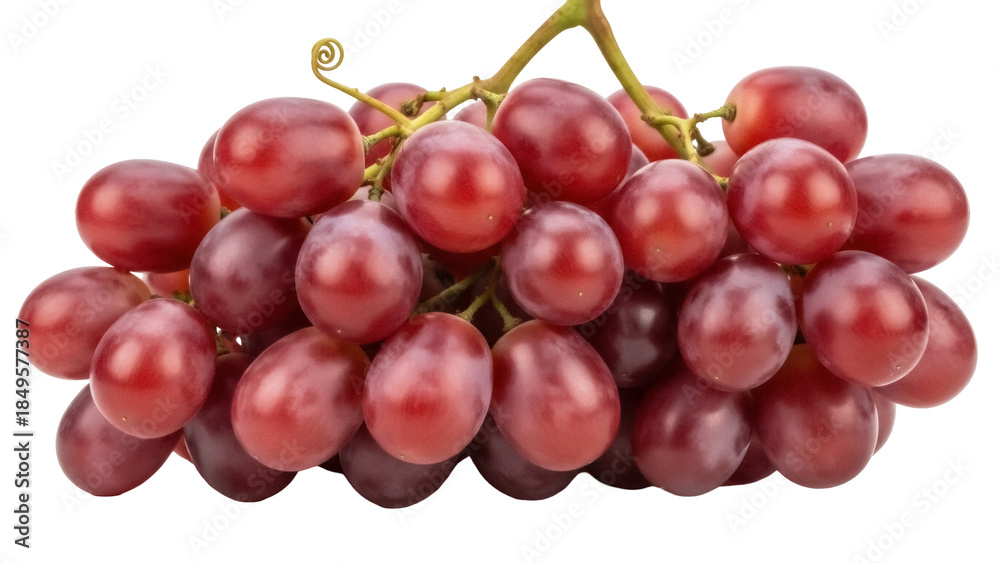 Fototapeta premium Fresh red grapes isolated PNG, juicy fruit on transparent background for healthy eating and summer designs, delicious and vibrant