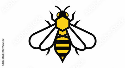 Stylized Honey Bee Illustration with Yellow and Black Stripes.