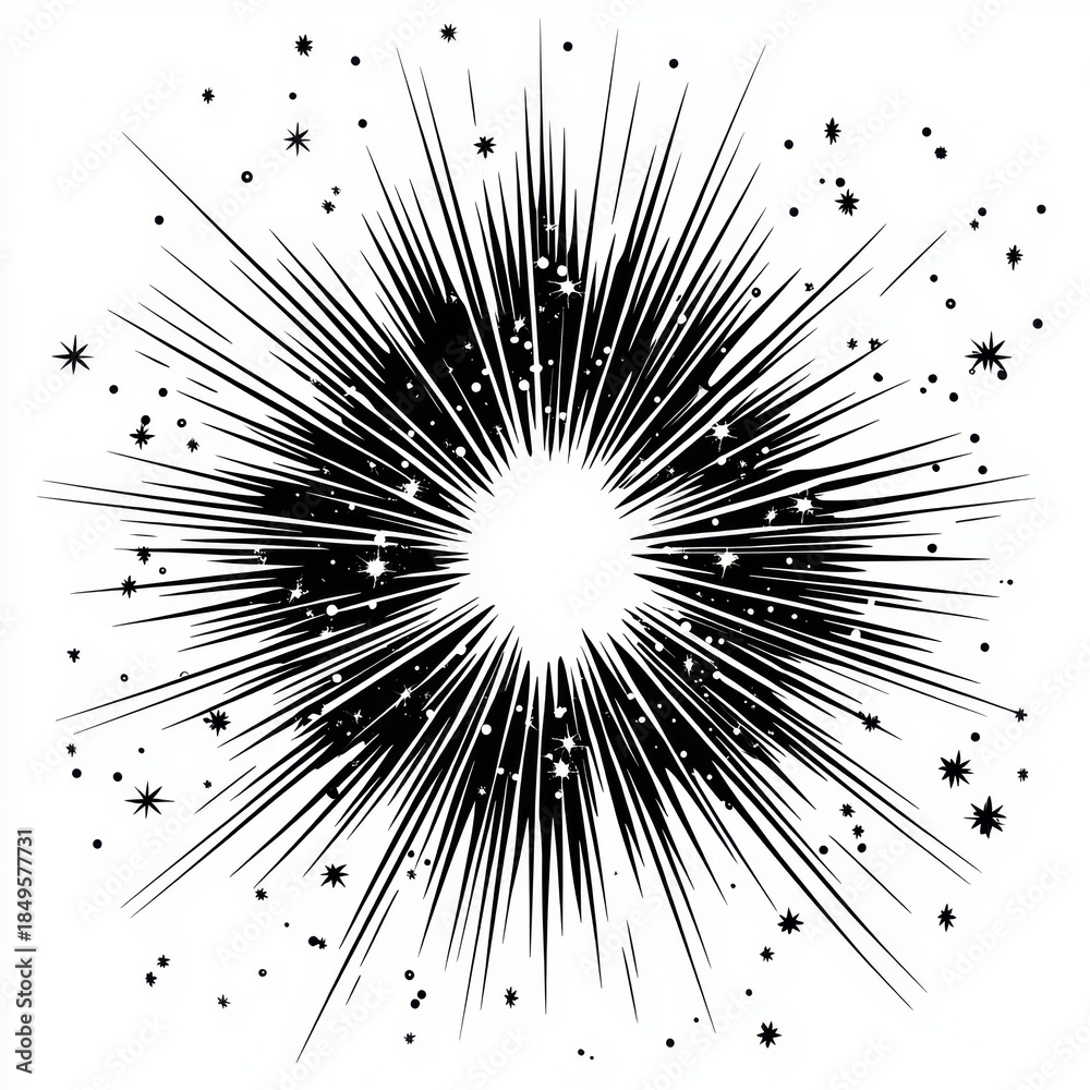 Obraz premium Dynamic bursts of energy emanate from a central point, radiating outwards.