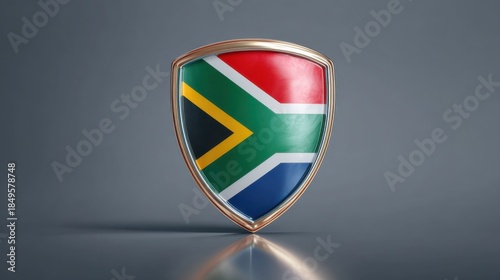 Free Download South African flag design on a shield with a simple background - GFXLoad