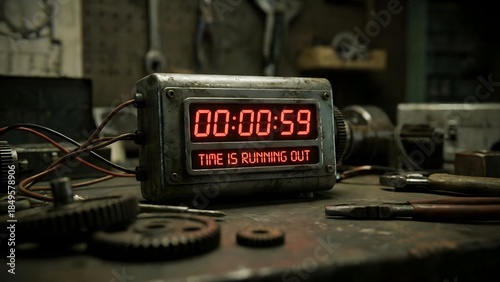 Bomb Countdown Timer on Workbench with Wires.
