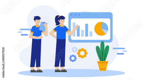 Small Business Owner Planning Community Outreach Program. Flat Vector Business Illustration