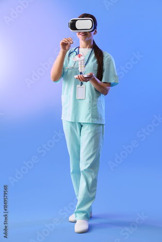 Female doctor in VR glasses...