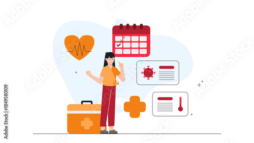Doctor Conducting Telemedicine Appointment. Business Flat Vector Illustration
