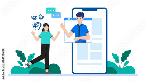 Doctor Conducting Telemedicine Appointment. Business Flat Vector Illustration