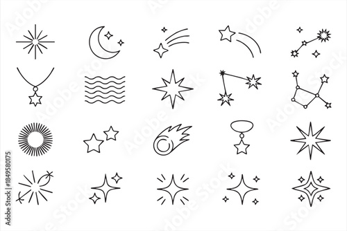 Astrology Celestial Icons for Spiritual Graphics and Mystic Posters