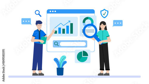 Manager Conducting a Performance Review. Business Flat Vector Illustration