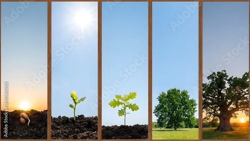 Seedling Growth Stages from Sprout to Tree.