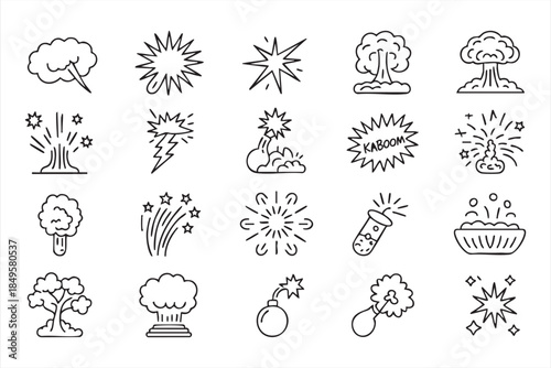Comic Style Explosion Icons for Emphasis and Visual Impact