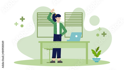 Employees in a Corporate Wellness Program. Business Flat Vector Illustration