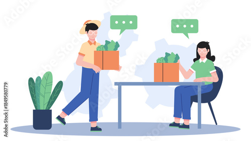 Sustainable Farm to Table Delivery Service. Business Flat Vector Illustration