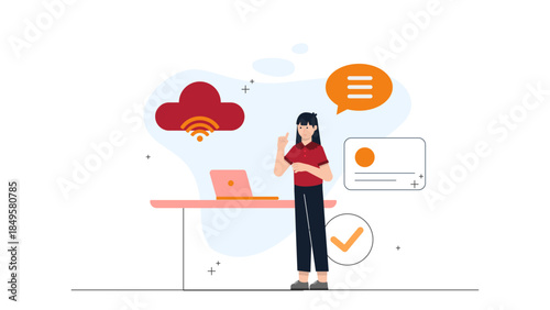 Writer Collaborating with Editor Online. Business Flat Vector Illustration
