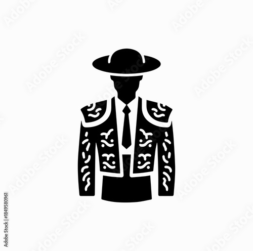 Spanish Matador Costume Silhouette Icon – Traditional Culture Vector