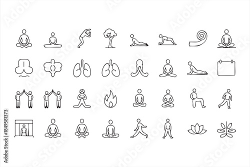 Wellness and Yoga UI Icons for Health Platforms and Fitness Dashboards