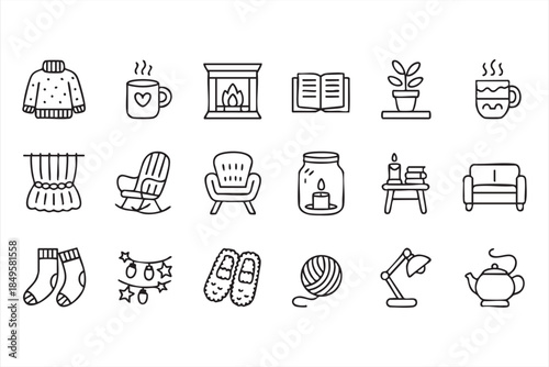Cozy Lifestyle Icons for Interior Design UI and Mobile Applications