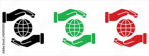 Corporate Social Responsibility Glyph Icon
International Relations and Earth Protection Glyph Vector. Silhouette symbol representing Globalization, Social Impact, and Hands Holding a Globe.