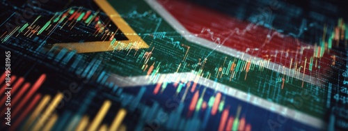 Visual representation of South African financial data with flag elements at the center