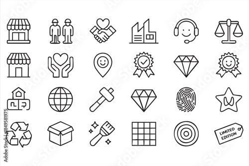 Corporate Service Line Icons for Business App Interfaces