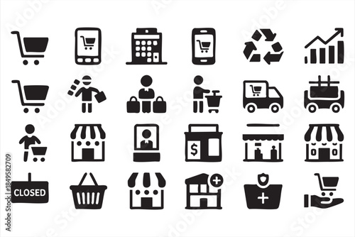 Online Shopping UI Icons for Ecommerce Platforms and Dashboards