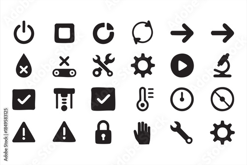 Device Control Icons for Technical UI and App Interfaces