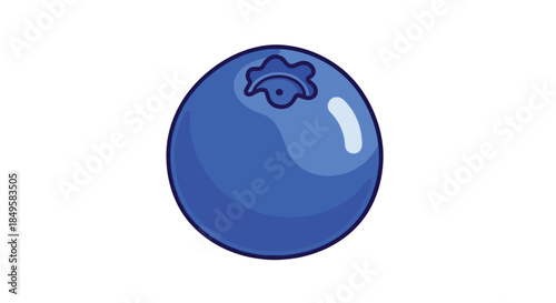 Single Fresh Blueberry Isolated on White Background.