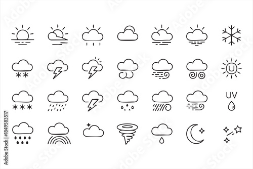 Weather Forecast Icons for UI Design and Climate Dashboards