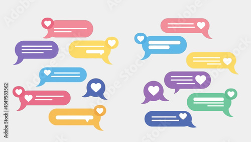 Colorful chat bubbles representing communication and social interaction in a digital environment