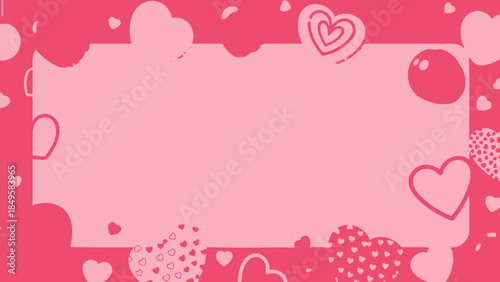 Cute and Playful Pink Heart Frame with Abstract Heart Patterns for romantic design