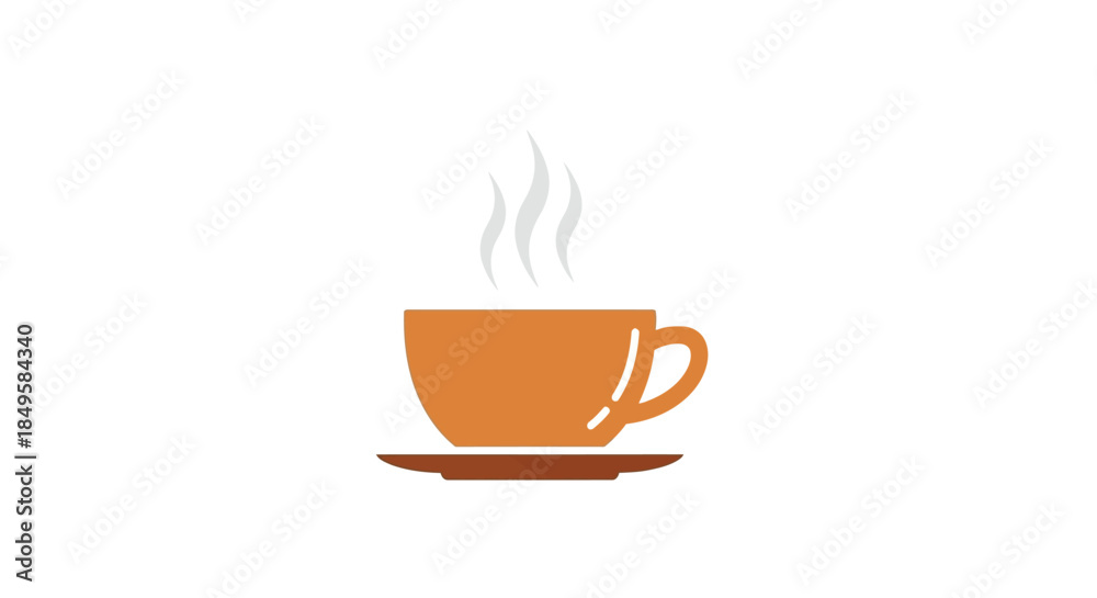 Obraz premium Steaming hot coffee cup on a saucer.
