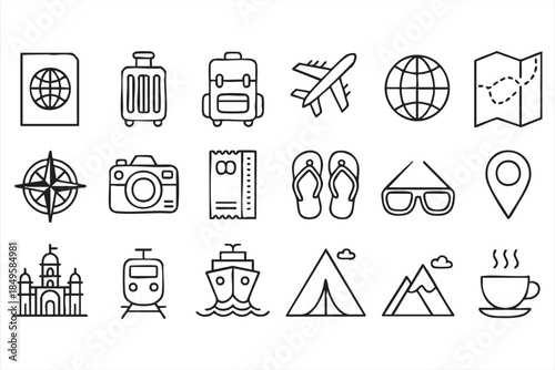 Wiring and Power Cable Icons for Electronics UI Systems