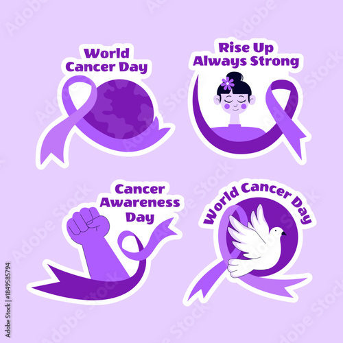 World Cancer Day Flat Cartoon Hand Drawn Label Background Illustration