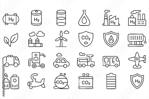 Renewable Hydrogen Energy Illustration for Vehicles and Industry