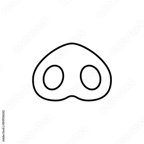 Outline pig nose or snout. Vector line art icon. Isolated illustration on white background.