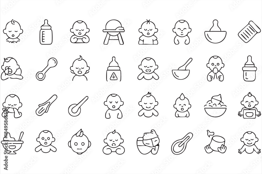Obraz premium Baby Health and Parenting Icons for Web Interfaces and Dashboards