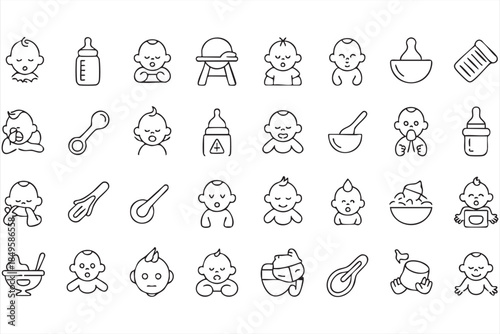 Baby Health and Parenting Icons for Web Interfaces and Dashboards