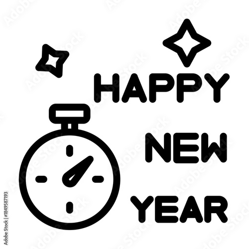 Countdown Clock Vector Line Icon Design