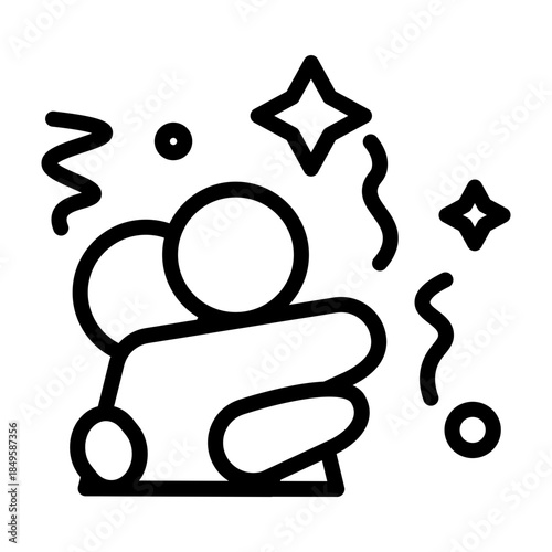 Hug Celebration Vector Line Icon Design