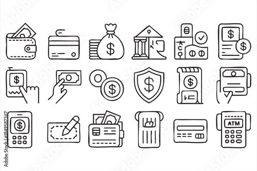 Banking and Money Management Icons for Financial UI Design